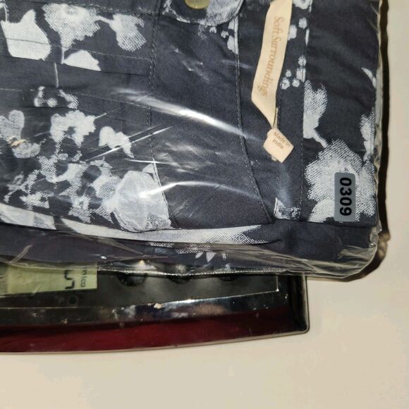 Soft Surroundings Blue Tuberosa Floral Blouse Roll Tab Sleeve Top Size 3X Plus - Picture 9 of 9